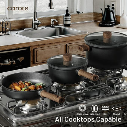 CAROTE 24Pcs Nonstick Kitchen Titanium Cookware Sets, Non stick Pots and Pans - Image 6