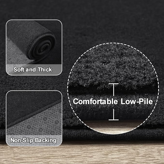 Amearea Black Round Area Rugs 6ft Washable Circle Rugs - Image 3