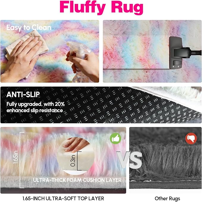 5x7 Plush Fluffy Area Rugs, Large Soft Carpet, Upgraded Non-Slip Rectangular Rug - Image 6