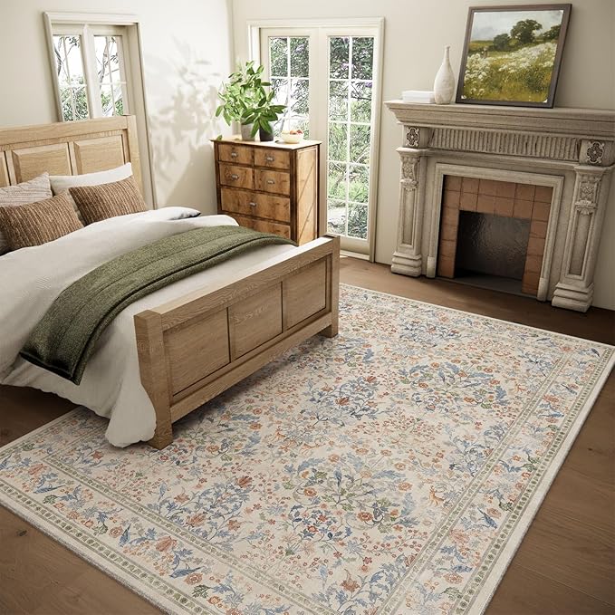 Washable Area Rugs for Living Room: 5x7 Bedroom Rug Vintage Area Rug Stain - Image 2