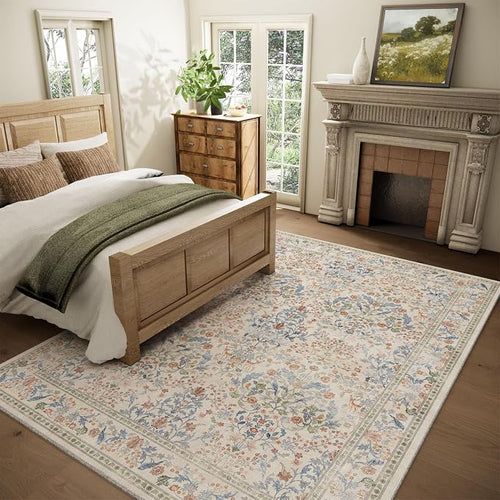 9x12 Area Rugs for Living Room: Washable Bedroom Rug Vintage Area Rug Stain - Image 2