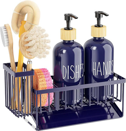 Cisily Navy Blue Kitchen Dish Soap Dispenser, 16 fl Oz Dual Kitchen Soap - Image 9