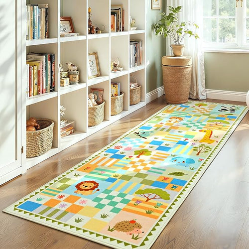 2x6 Green Runner Rug for Kids Bedroom, Kids Hallway Washable Rug, Soft Non-Slip - Image 2