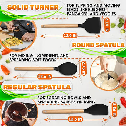 14 PCs Black Silicone Cooking Utensils Set - Image 3