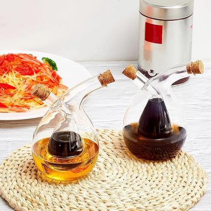 Suclain 2 Pcs Oil and Vinegar Dispenser, 2 in 1 Glass Olive Oil and Vinegar - Image 4