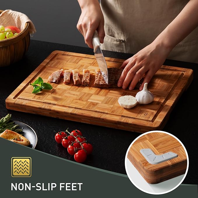 Bamboo Cutting Board Non Slip Heavy Duty Over Sink Wooden Wood Cutting Board - Image 2
