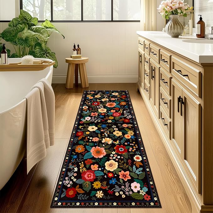 RELEANY Floral 2x8 Area Rugs Washable Print Boho Cute Carpet Non Slip Flower - Image 8