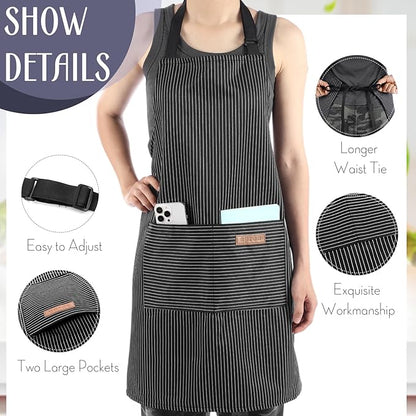 Handepo 12 Pcs Cotton Aprons for Women Men - Image 3