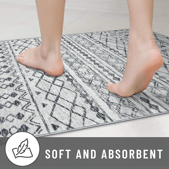 KUTA Washable Rugs 9x12 Grey, Moroccan Boho Large Area Rug Non-Slip, Ultra Soft - Image 7