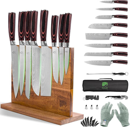 FULLHI 15pcs Japanese Knife Set by ExpertForPortableAndButcherKnifeSet