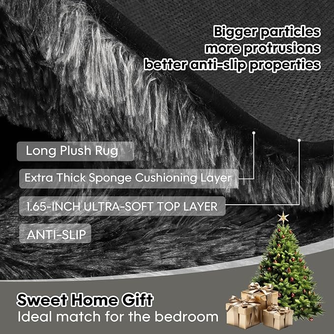 5x7 Plush Fluffy Area Rugs, Large Soft Carpet, Upgraded Non-Slip Rectangular Rug - Image 4