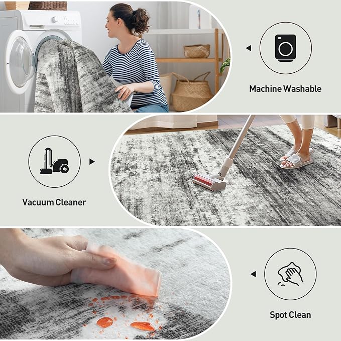 9x12 Area Rugs Washable Rug: Modern Abstract Living Room Rug Soft Anti-Skid - Image 4