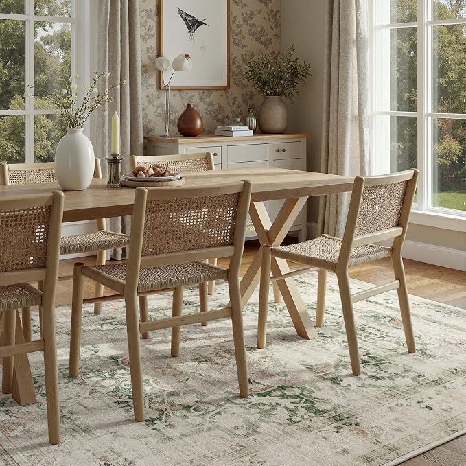DCX 8x10 Green Rug, Machine Washable Stain Resistant Distressed Vintage Rug - Image 3