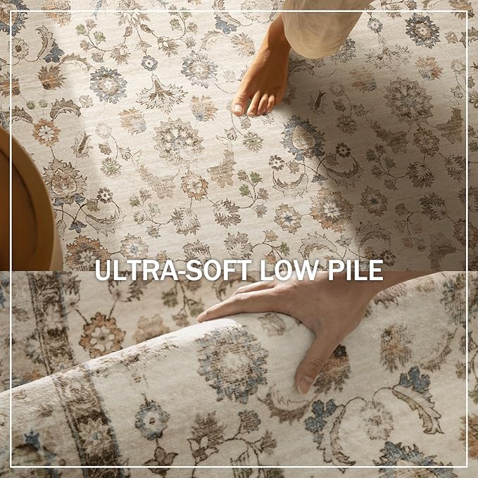 Washable Area Rugs for Living Room: 5x7 Bedroom Rug Boho Vintage Area Rug Stain - Image 5