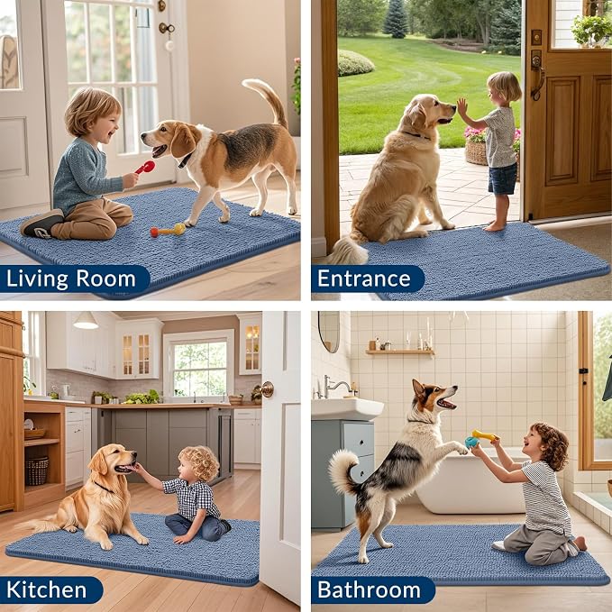 Smiry Dog Door Mat for Muddy Paws 47x20, Absorbent Dirt Trapper, Non-Slip - Image 7