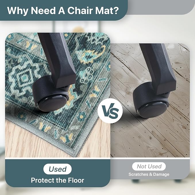 48"x60" Office Chair Mat for Hardwood Tile Floor, Under Desk Carpet Protector - Image 4