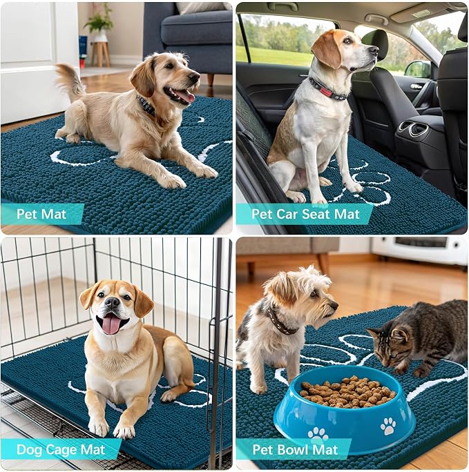 OLANLY Dog Door Mat for Muddy Paws 47x17, Paw Print Design, Absorbs Moisture - Image 7