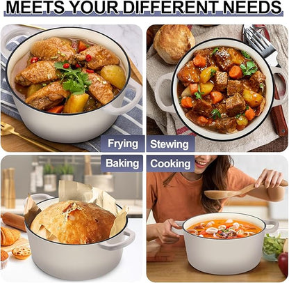 TeamFar Dutch Oven, 6QT Enameled Cast Iron Dutch Oven Cooking Pot - Image 7