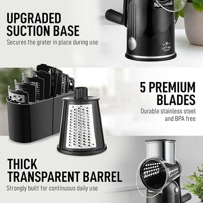 Zulay Kitchen Rotary Cheese Grater 5 Blade Cheese Shredder - Image 8