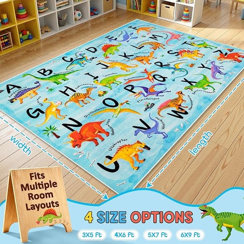 3x5 ABC Classroom Rug for Kids Playroom, Alphabet Rug - Image 2