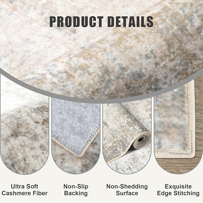 Washable Area Rug 2x3 Entryway Rug: Washable Modern Abstract Soft Thin Rug - Image 6