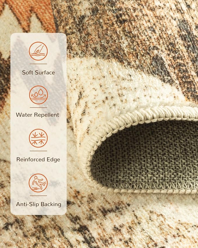 BESTSWEETIE Area Rug 6x8 Rug Machine Washable Non-Slip Low Pile Print Pattern - Image 3
