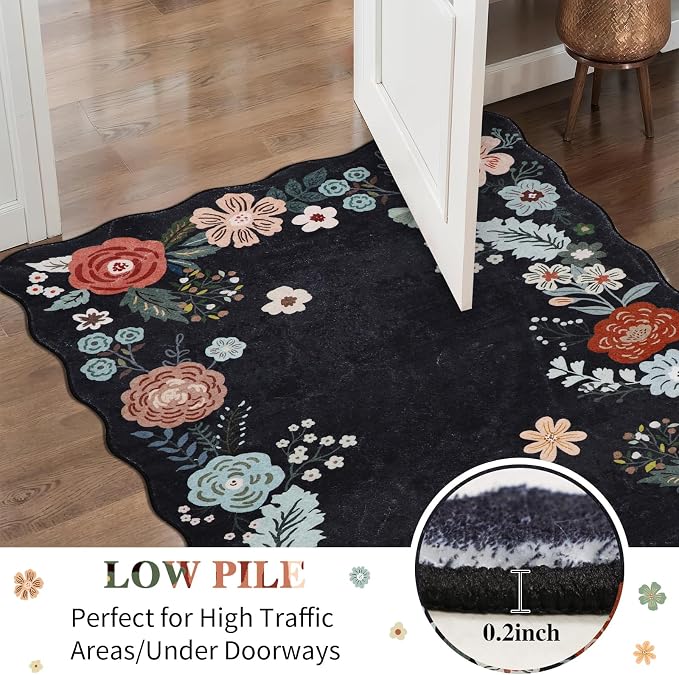 Kitchen Runner Rug, 3x6 Boho Floral Runners - Image 5