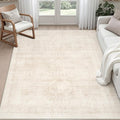 5x7 Area Rugs for Living Room: Vintage Boho Neutral Washable Rug Indoor Soft by Luxturiy