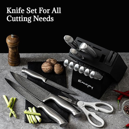 Knife Set, Emojoy 15 Pieces Kitchen Knife Block Set - Image 7