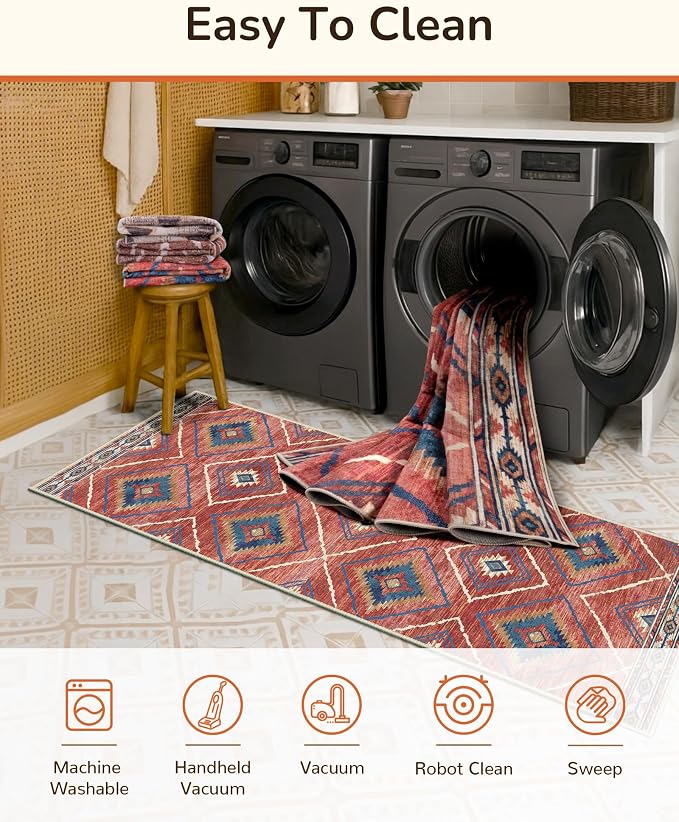 BESTSWEETIE Area Rug 9x12 Rug Machine Washable Non-Slip Low Pile Print Pattern - Image 4