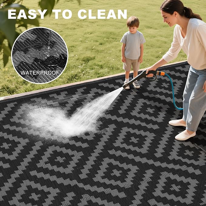 RURALITY Outdoor Rugs 6x9 Feet for Patios Clearance, Plastic Straw Waterproof - Image 5