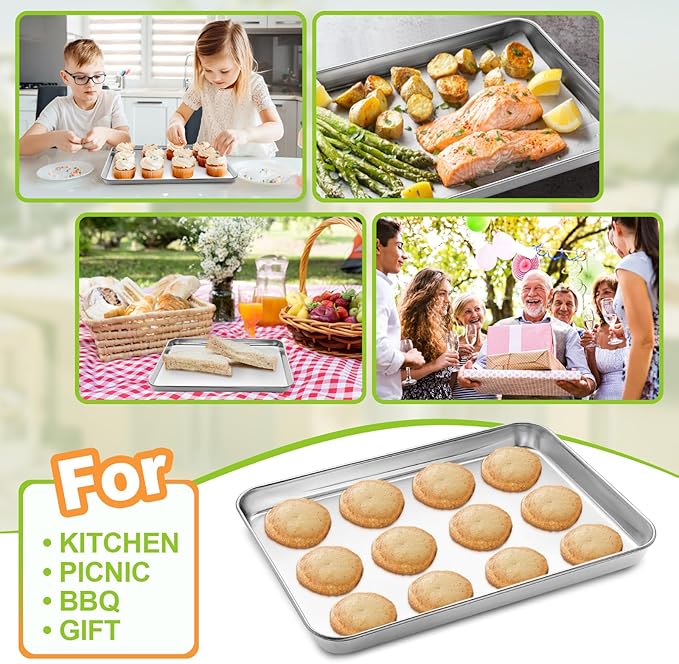 CEKEE Stainless Steel Baking Sheet Set of 2, Cookie Sheet - Image 5