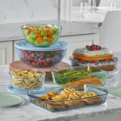 Pyrex Colors Sculpted Tinted Medium/Large Glass Mixing Bowls - Image 5