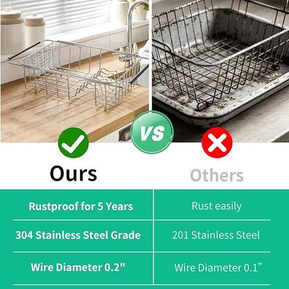 JAQ Over Sink Dish Drying Rack, Expandable 14.96"–22.44" Adjustable Dish Rack - Image 3