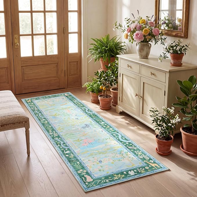 Long Runner Rug for Hallway 2x8 Whimsical Woodland Throw Runner Carpet Non Slip - Image 2
