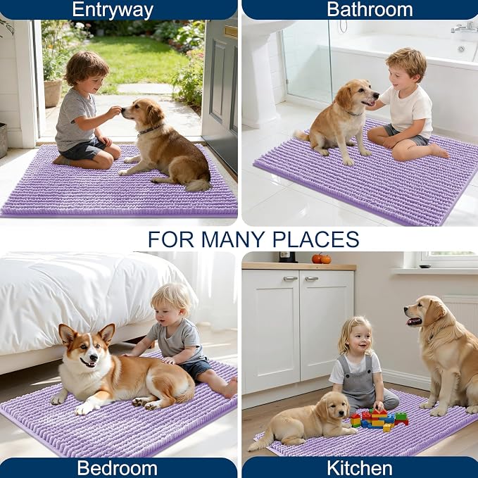 OLANLY Dog Door Mat for Muddy Paws 40x32, Ultra Absorbent Chenille Mud Doormat - Image 8