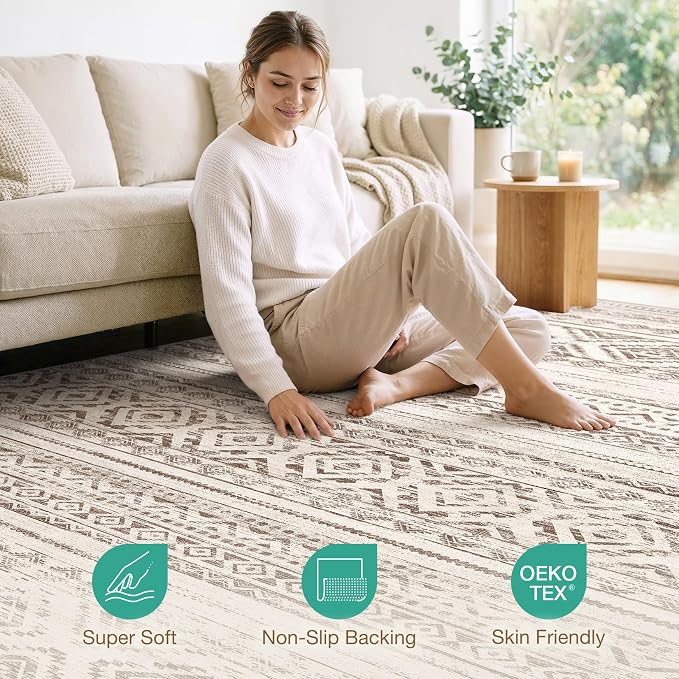 cotiled 7x9 Area Rugs Living Room Rug: Washable Boho Rugs - Image 4