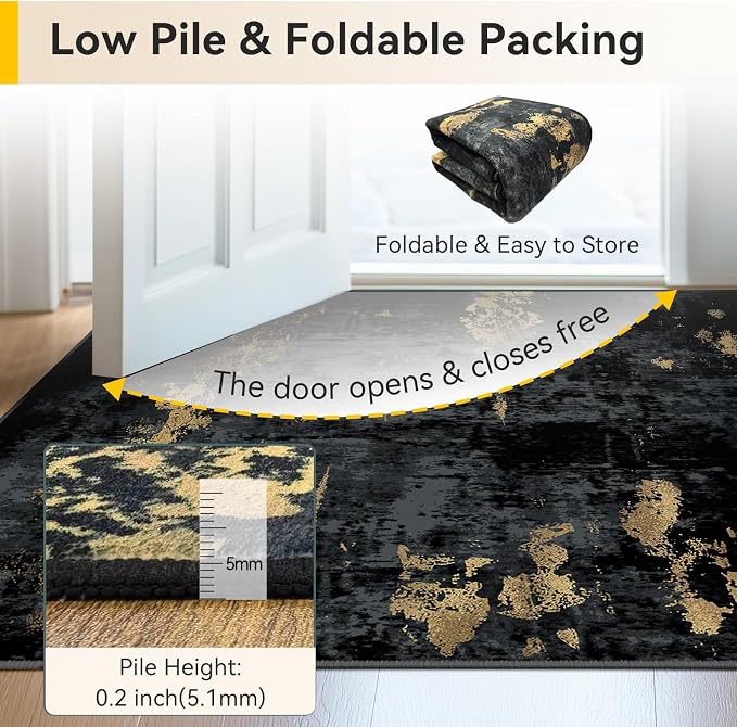 RELEANY Washable Area Rugs 3'x5' Non-Slip Modern Abstract Soft - Image 5