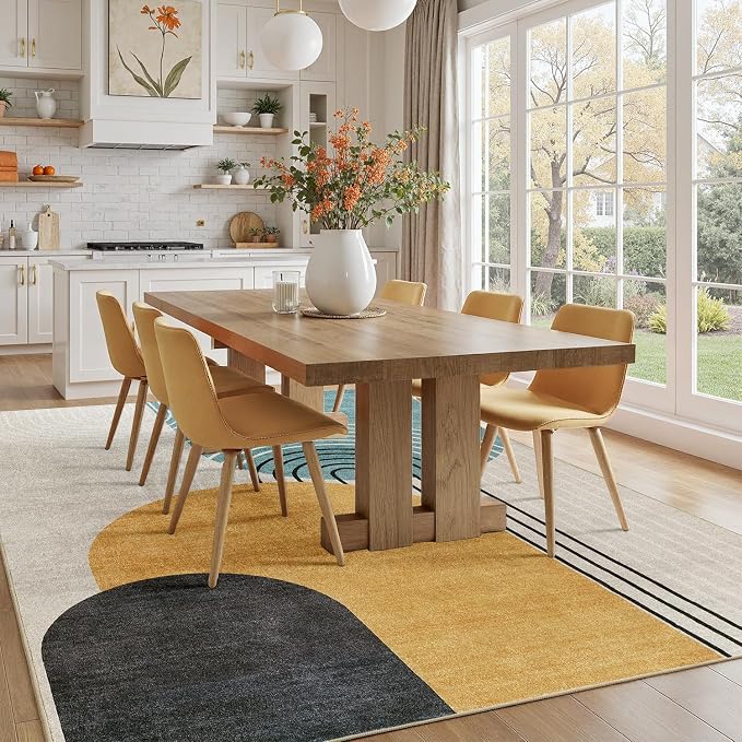 DCX Machine Washable Area Rug 4x6, Midcentury Modern Non Slip Stain Resistant - Image 6
