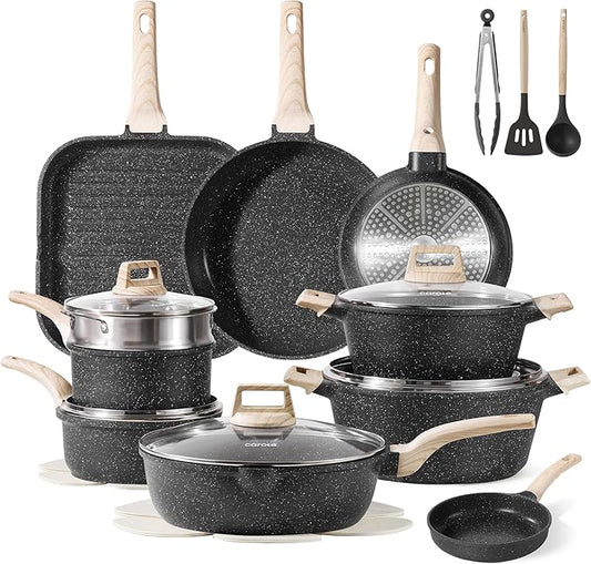 CAROTE 26Pcs Pots and Pans Set, Nonstick Cookware Sets, Granite Induction by CAROTE