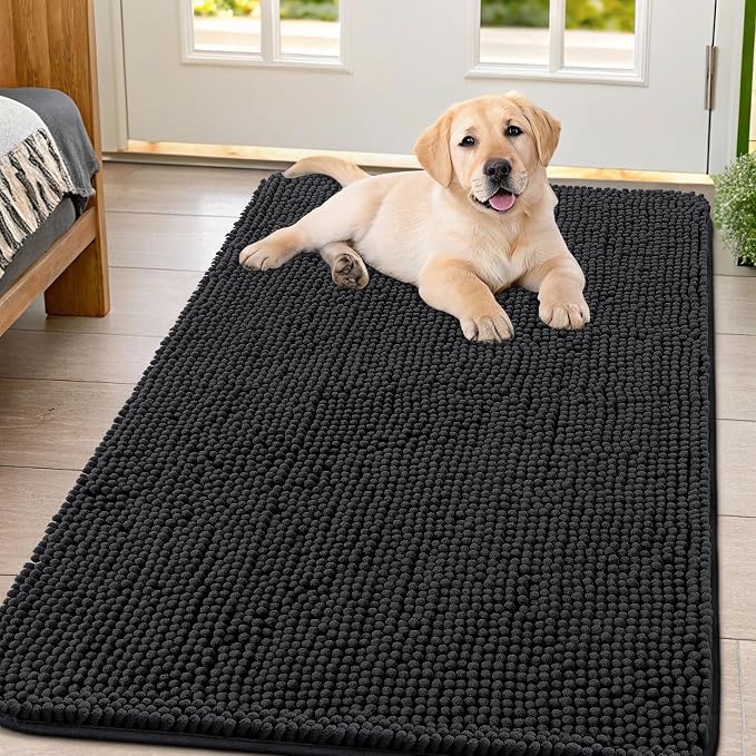 Smiry Dog Door Mat for Muddy Paws 54x32, Absorbent Dirt Trapper, Non-Slip by Smiry