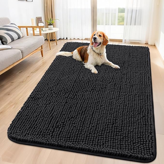 Smiry Dog Door Mat for Muddy Paws 59x32, Absorbent Dirt Trapper, Non-Slip by Smiry