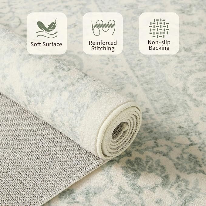 Rugxara 5X7 Washable Area Rug for Living Room, Vintage Large Boho Rugs for - Image 5
