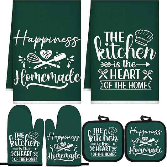 Sratte 6 Pcs Kitchen Decor Accessories Set Farmhouse Towels Pot Holders Oven by Sratte