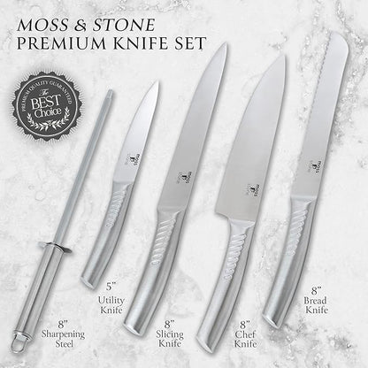 Moss & Stone Professional Kitchen Knife Chef Set, Premium Kitchen Knife Set - Image 2