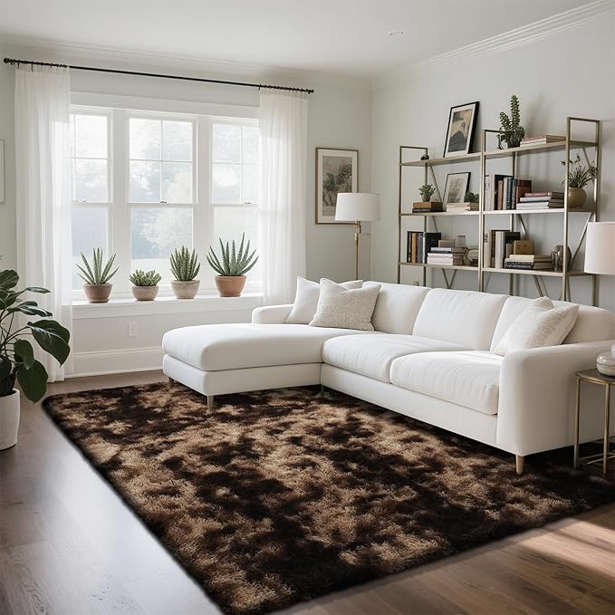 yongyangjuxin Fluffy Rug Shag Area Rug, Mottling Brown 6x9 Area Rugs - Image 2