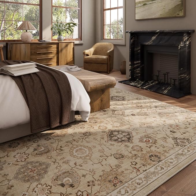 Machine Washable Rug for Living Room: 10x14 Area Rugs Boho Vintage Rug Stain - Image 4