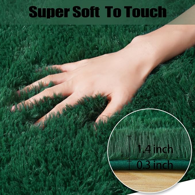 qulint 5x7 Area Rug for Living Room, Fluffy Green Rug for Bedroom Soft Shag - Image 2
