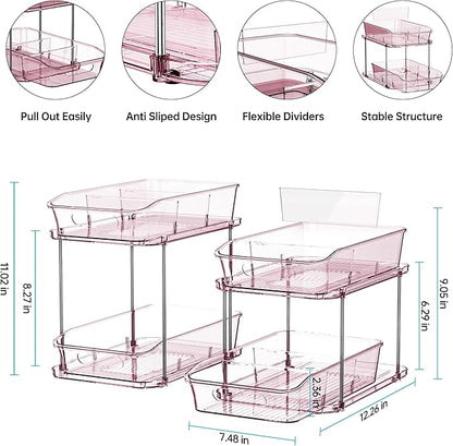 Delamu 2-Tier Under Sink Organizers and Storage, Pull Out Kitchen Pantry - Image 2