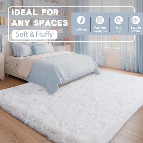 9x12 Large White Fluffy Area Rugs - Image 2